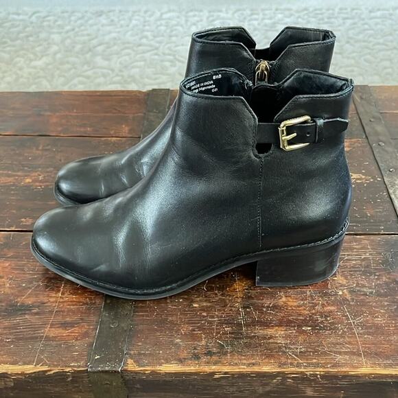Cole Haan Black Leather Ankle Boots with Buckle Size 8.5 - Picture 1 of 8